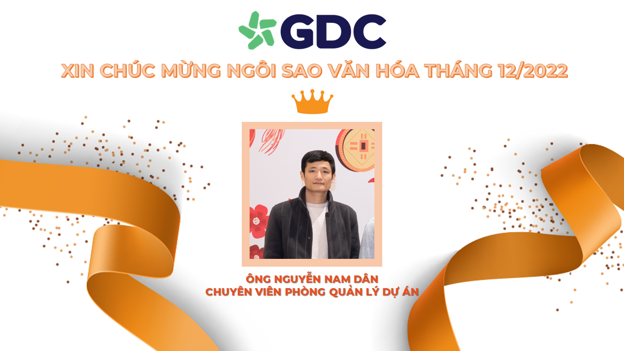 Ngôi sao văn hóa tháng 1/2023 - tuyên dương Mr. Nguyễn Nam Dân - chuyên viên quản lý dự án