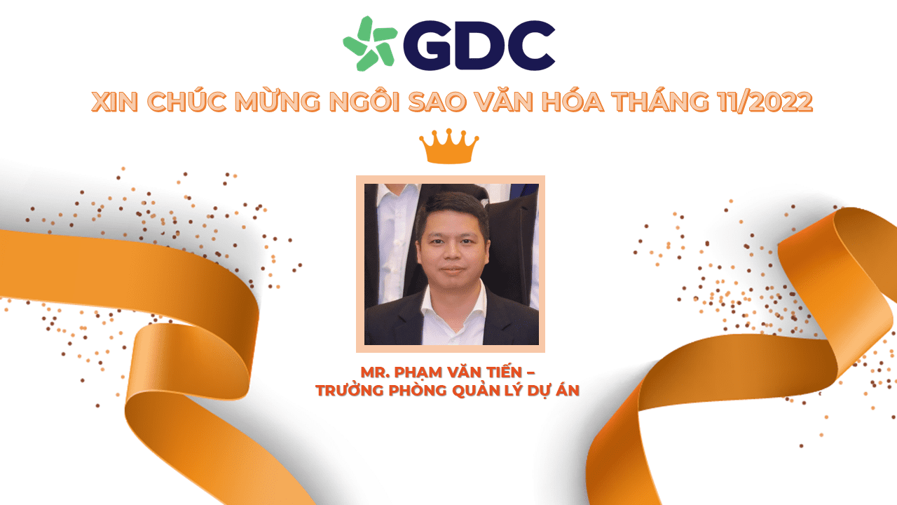Ngôi sao văn hóa tháng 11/2022 – tuyên dương Mr. Phạm Văn Tiến – trưởng phòng quản lý dự án