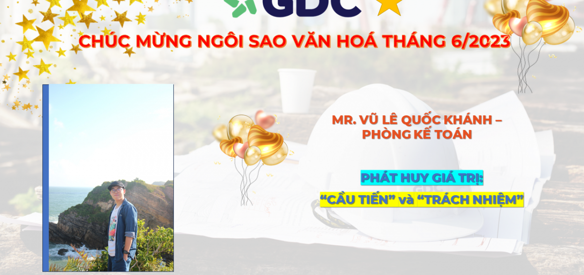 Chúc mừng ngôi sao văn hóa tháng 6 - Mr. Vũ Lê Quốc Khánh - Nhân viên tài chính